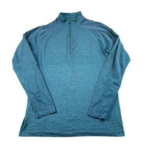 Lululemon Blue Green Heathered Metal Vent Performance 1/2 Zip Size Mens‎ M